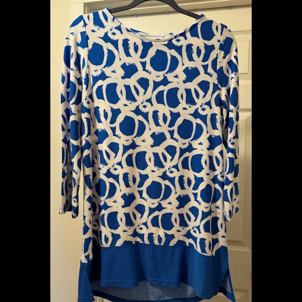 Blue & White Jersey Knit Size M Tunic Dress from Susan Graver